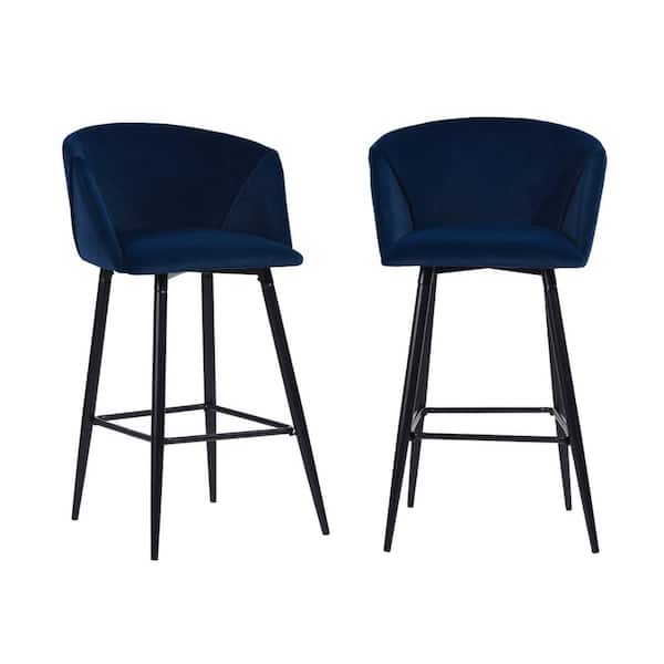 FurnitureR Upholstered Dark Blue Parsons Chair (Set of 2)