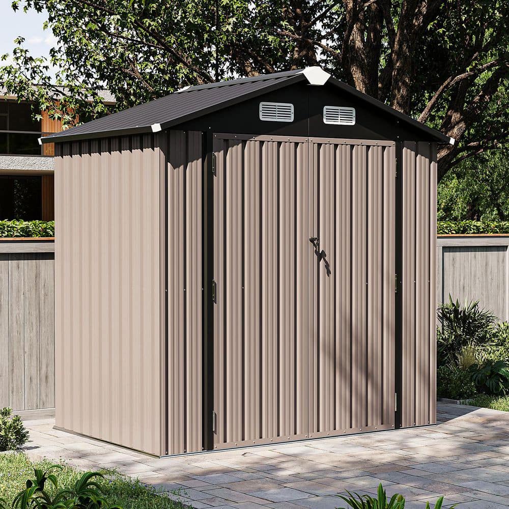 Sizzim 6 ft. W x 4 ft. D Metal Storage Shed for Garden and