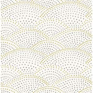 Bennett Grey Dotted Scallop Grey Wallpaper Sample