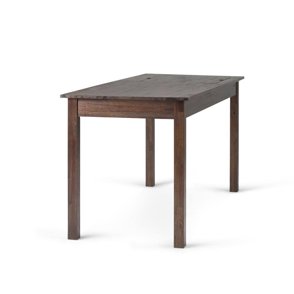 Monroe Distressed Charcoal Brown Solid Acacia Desk with USB & Power Outlet