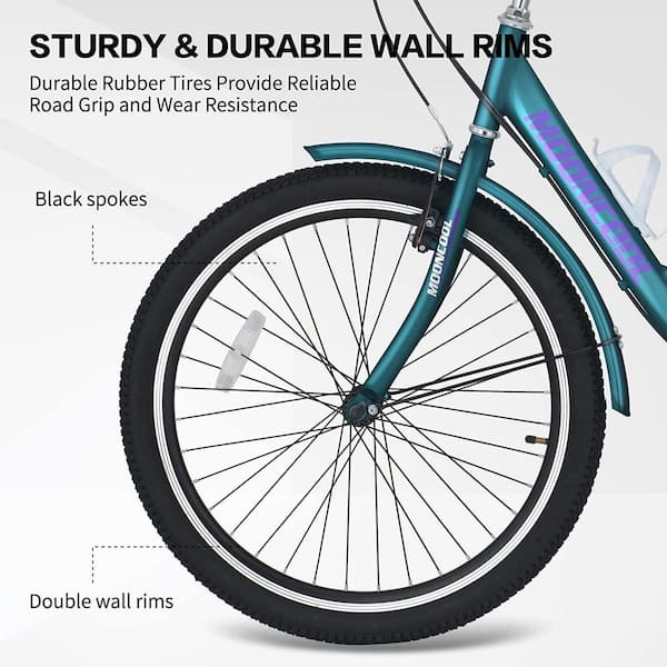 MOONCOOL Adult Bicycles 3-Wheel, Cruiser Bike 7 Speed Low Step