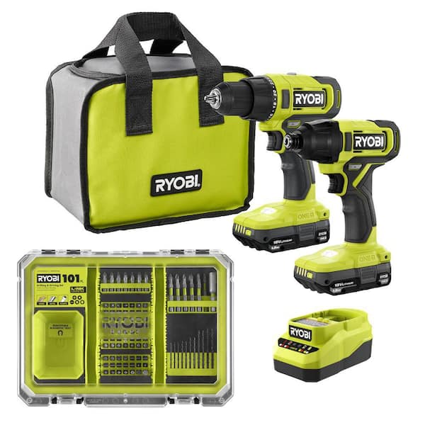 ONE+ 18V Cordless 2-Tool Combo Kit with (2) Batteries, Charger & Drill-Drive Set (101-Piece)