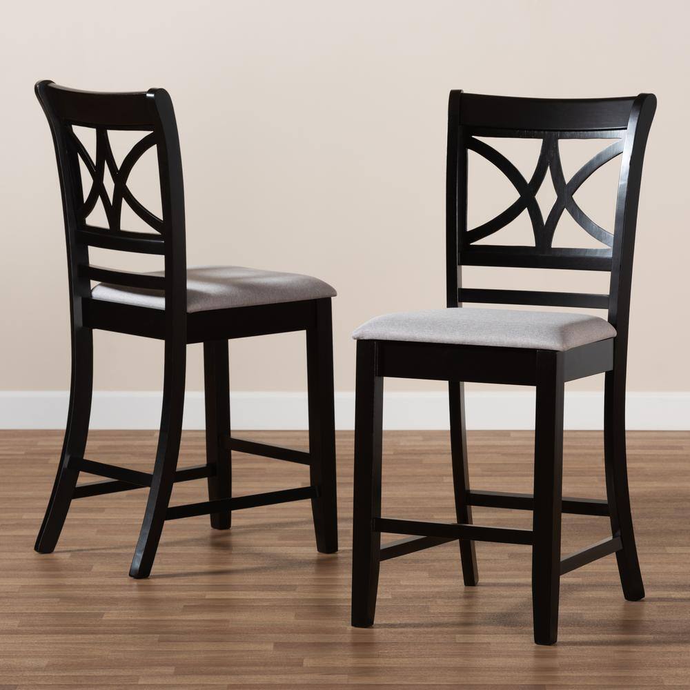 Chandler Gray Upholstered Wood Pub Chairs, Set of 2