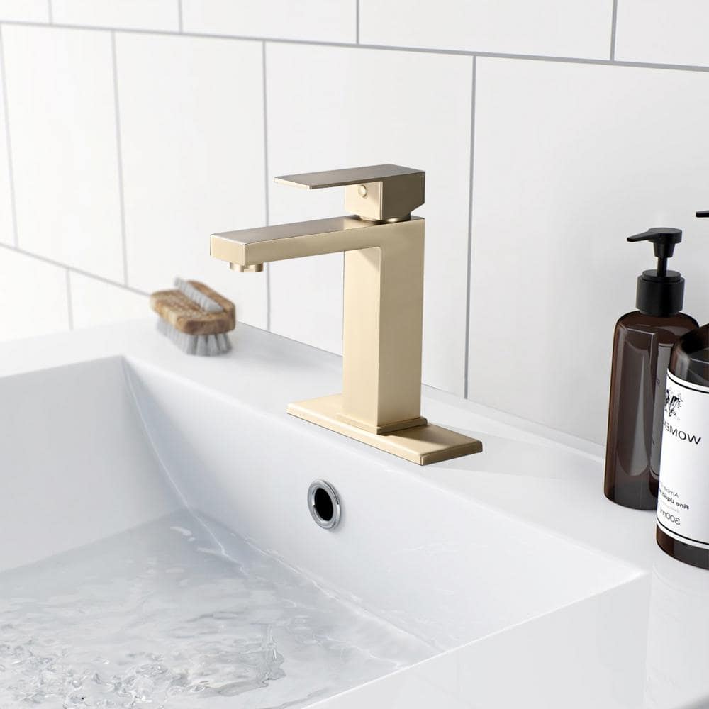 1-Piece Handle Single Hole Bath Hardware Set Sink Faucet with Mounting Hard