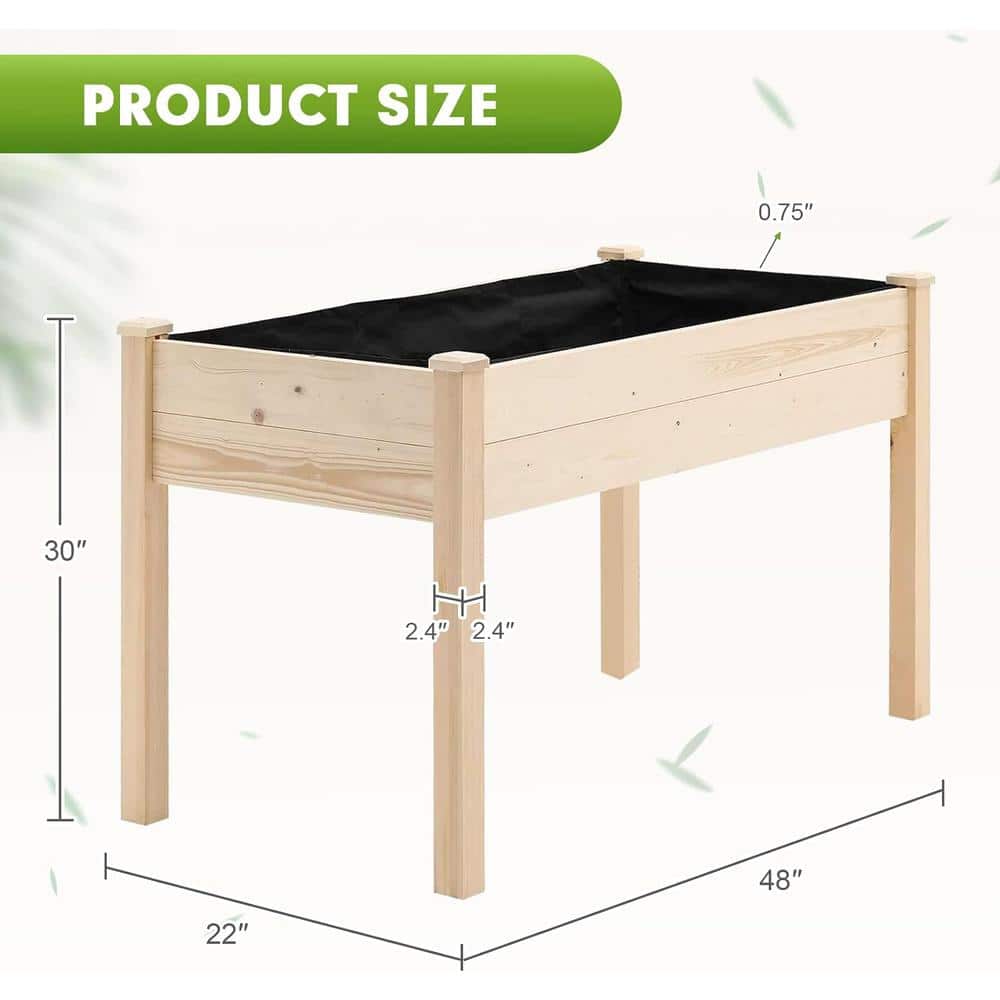 Natural Fir Wood Raised Garden Bed Planter for Outdoor Spaces