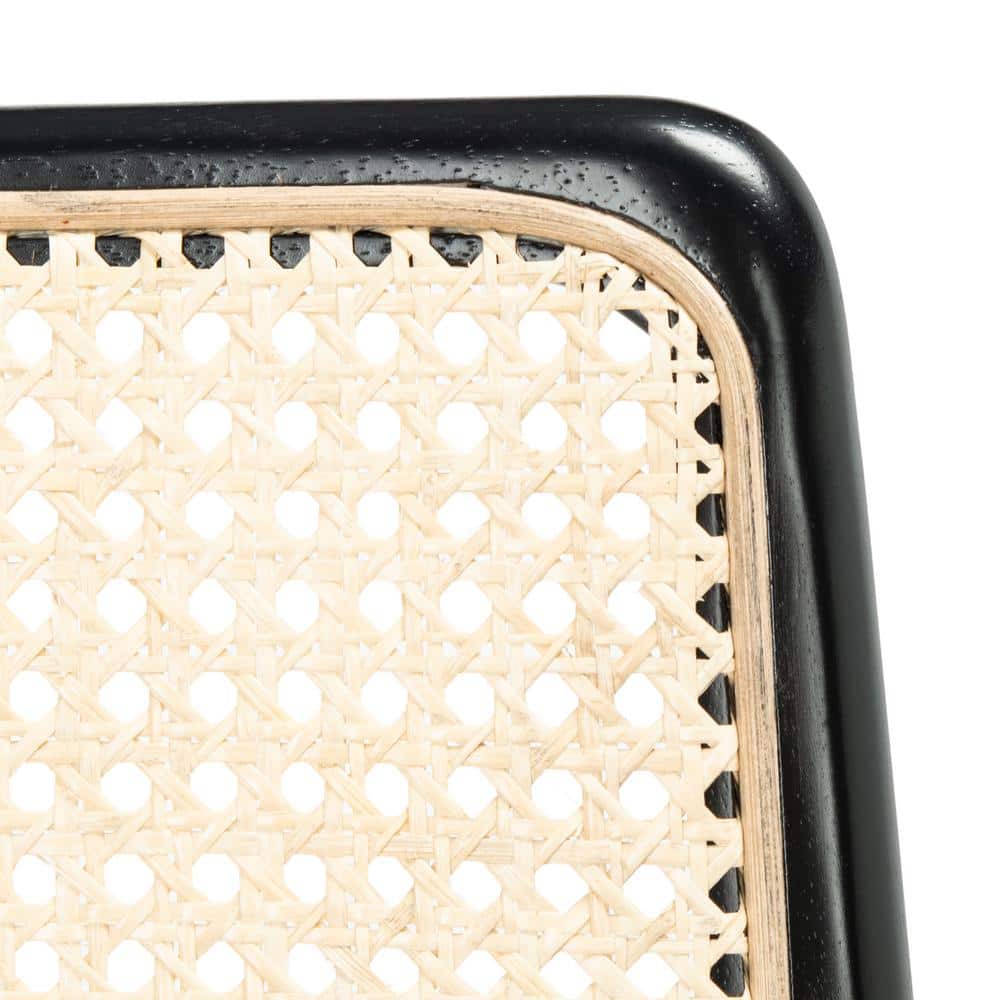 Black and White Upholstered Cane Back Side Chairs, Set of 2