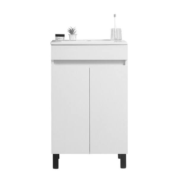 White Bathroom Cabinet Black Tripod with Ceramic Sink W1882S00054 - The ...