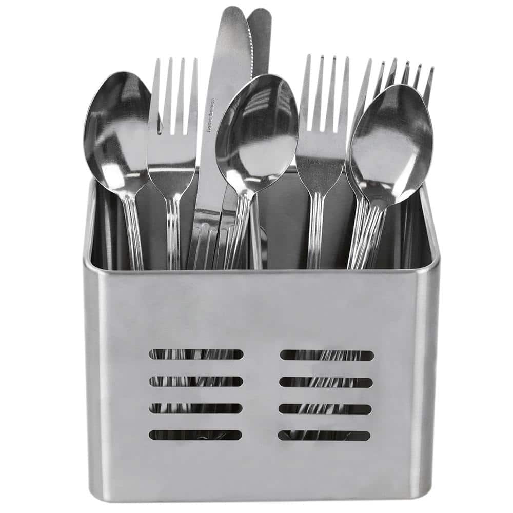 eModernDecor Black Stainless Steel Utensil and Cutlery Rack Kitchen Organizer Drip Tray Knife Storage Block with Cutting-Board Holder