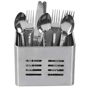 Dual Compartment Silver Stainless Steel Flatware and Utensil Organizers