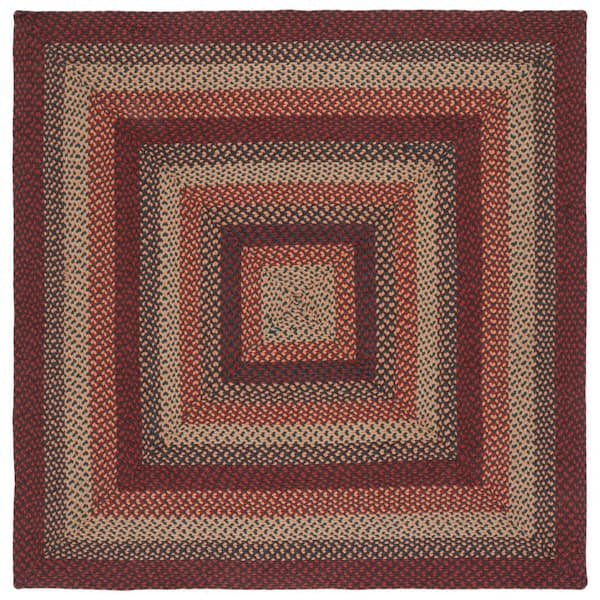 SAFAVIEH Braided Brown/Rust 6 ft. x 6 ft. Striped Border Square Area Rug