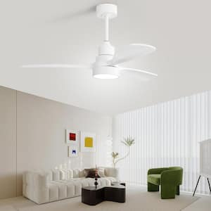 48 in. LED Indoor/Outdoor Wood White Ceiling Fan with Light and Remote Control