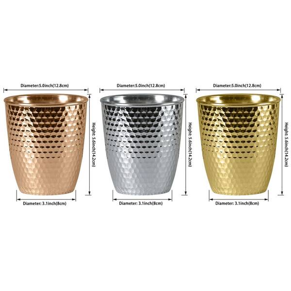 Modern 5 in. Rose Gold/ Silver/ Gold Polystone Planter with
