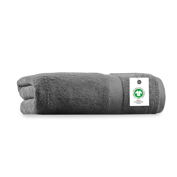 1-Piece Dark Grey Solid 100% Organic Cotton Luxuriously Plush Bath Sheet