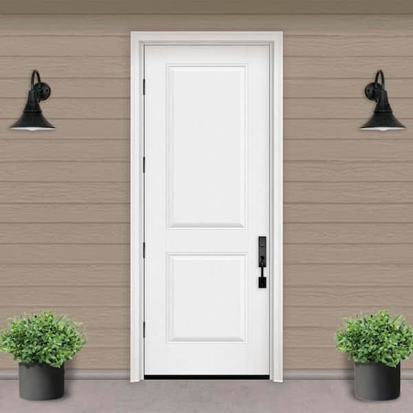 Regency 36 in. x 96 in. 2P Squaretop RHOS Unfinished White Fiberglass Prehung Front Door with 6-9/16 Jamb