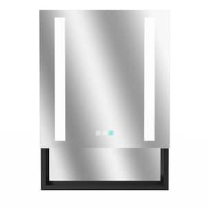 24 in. W x 32 in. H Rectangular Aluminum Recessed or Surface Mount Left Medicine Cabinet with Mirror and LED Light