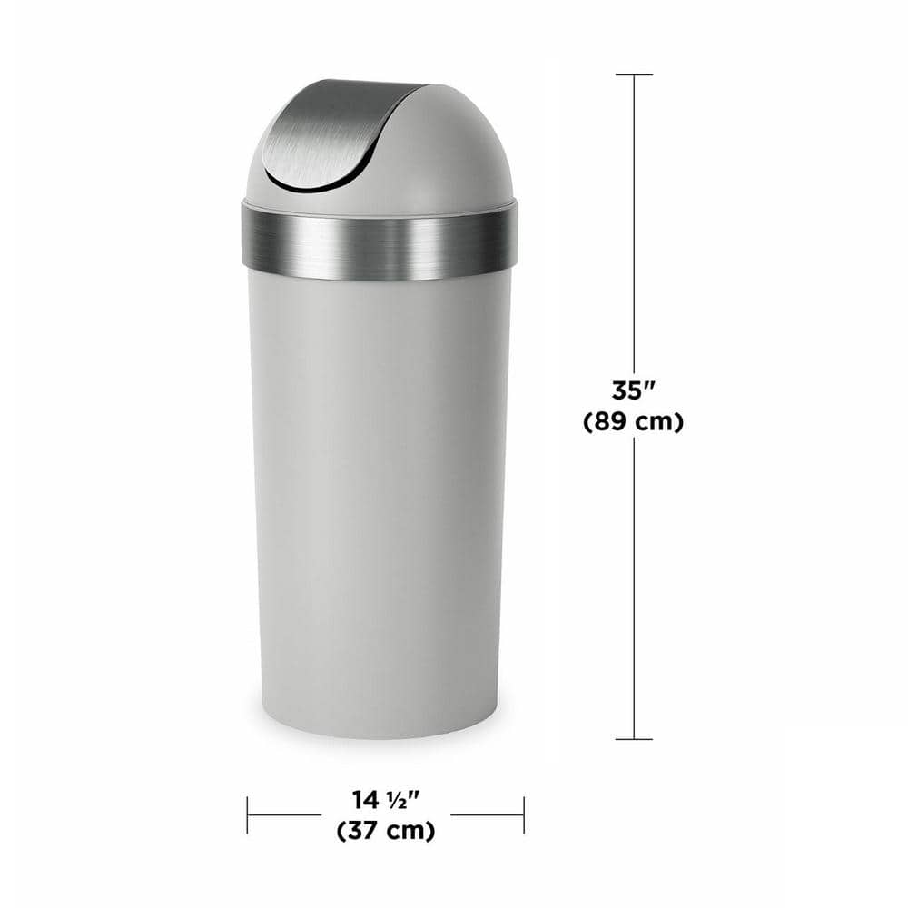 Gray Plastic Swing Top Lid Kitchen Trash Can