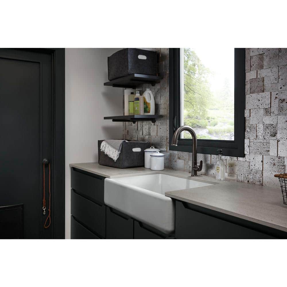 White Cast Iron Farmhouse Single Bowl Kitchen Sink