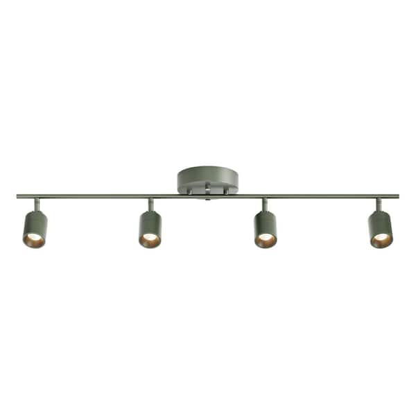 Shura 4-Light Dark Olive Integrated LED Track Light w/ Rotatable Heads 3 ft. Fixed Track Lighting Kit 3000K, 2240 Lumens