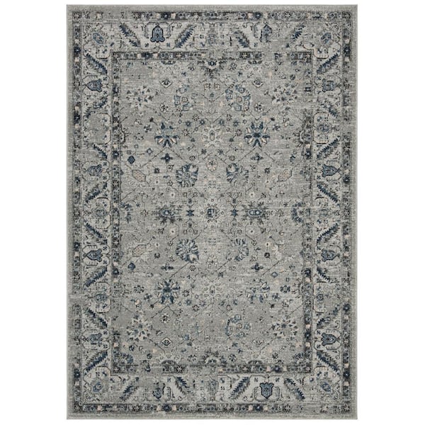 Charleston Gray/Dark Gray 5 ft. x 8 ft. Floral Area Rug