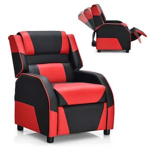 Red Faux Leather Upholstery Kids Recliner Gaming Sofa w/Headrest & Footrest