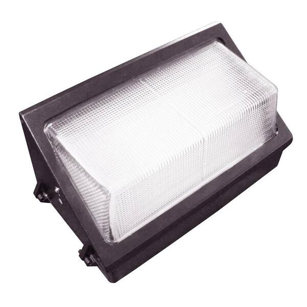ATG Electronics 90Watt Outdoor Black LED Wall Pack with Photocell and Glass Refactor Natural White (5000K)