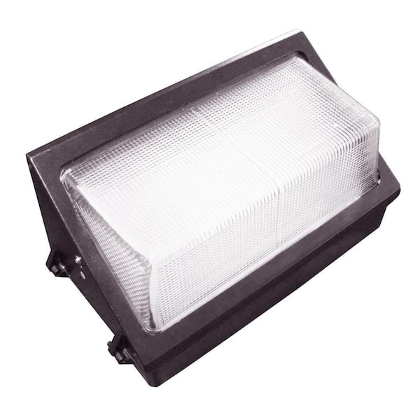 eLucent ATG Electronics 40-Watt Outdoor Black LED Wall Pack with Photocell and Glass Refractor Natural White (5000K)