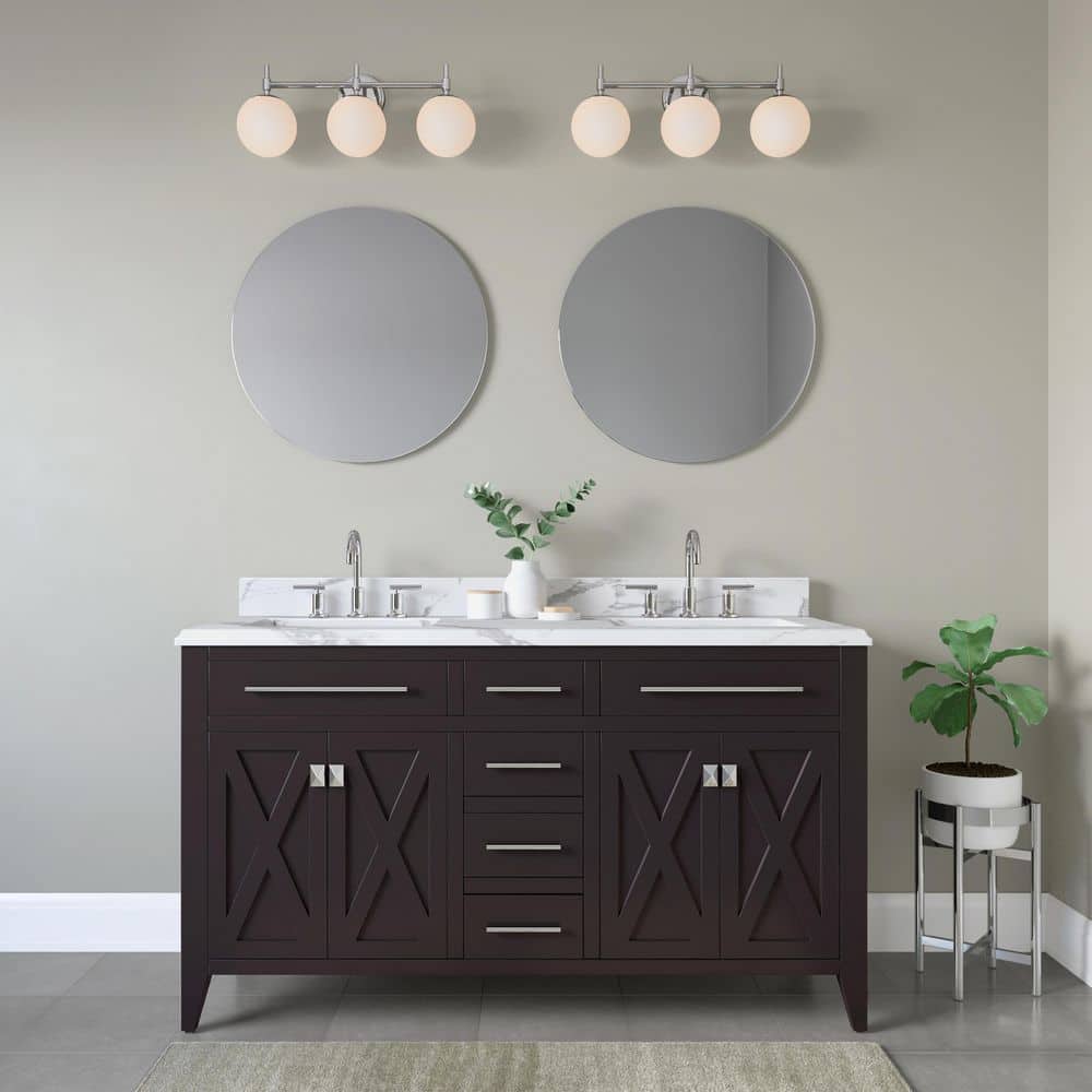 Chrome 3-Light Frosted Glass Globe Vanity Light