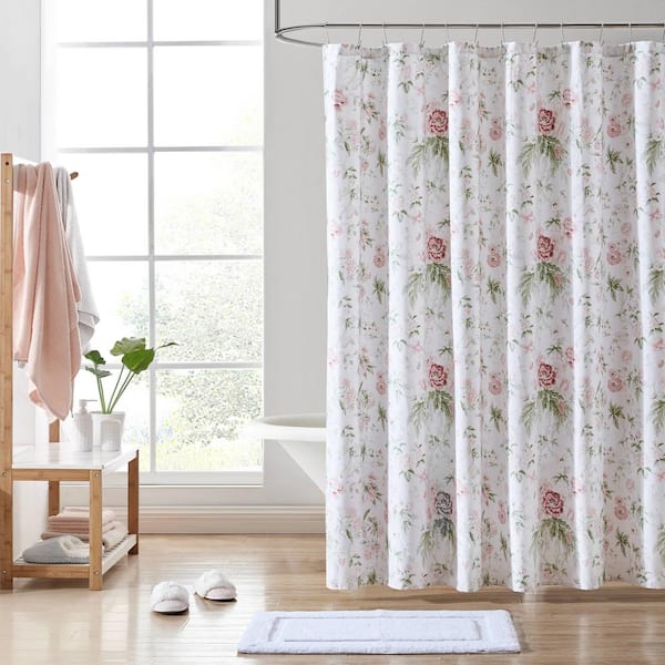 Floral Fabric Shower Curtain Bathroom Drape Panel Waterproof Anti Splash 180*180 