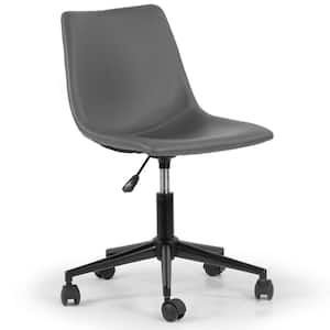 Adan Grey Faux Leather Adjustable Height Swivel Office Chair with Wheel Base
