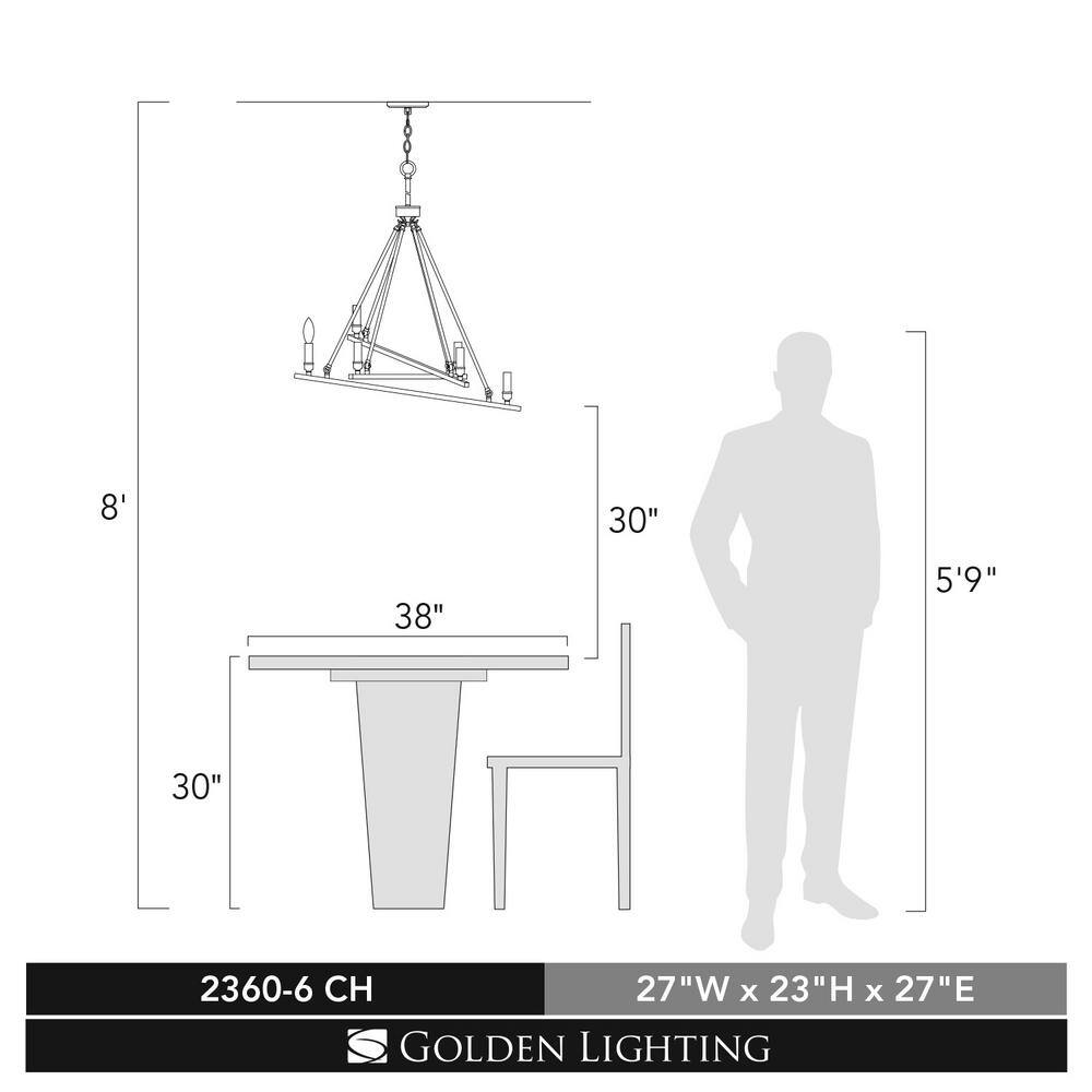 Garvin 27'' Chrome 6-Light Steel Chandelier