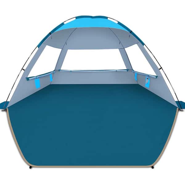 10 ft. x 10 ft. Silver Beach Tent with UPF 50 plus Sun Protection Lightweight Easy to Set Up