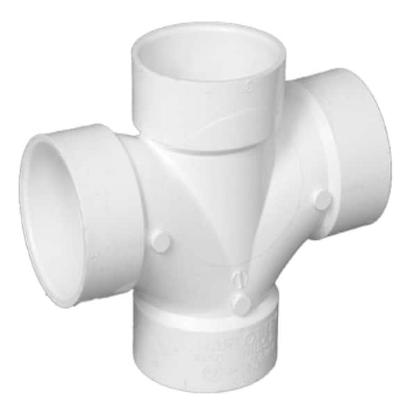 Charlotte Pipe 4 in. PVC DWV Double Sanitary Tee Fitting