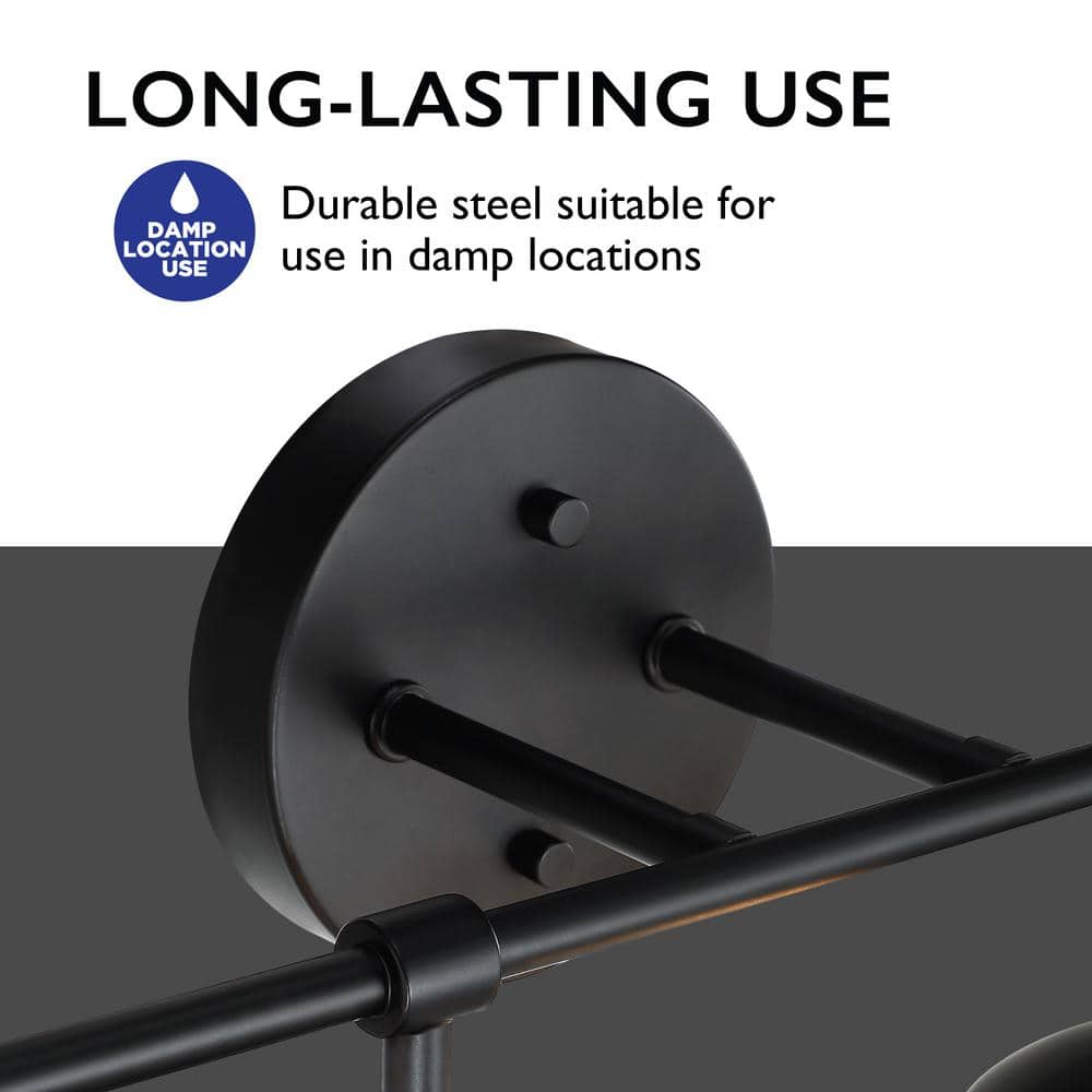 Matte Black 4-Light Vanity with Seedy Glass Shades