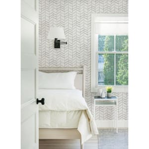 Fletching Grey Geometric Fabric Pre-Pasted Matte Strippable Wallpaper