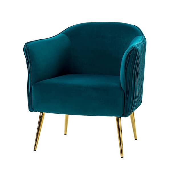 JAYDEN CREATION Juliis Teal Barrel Chair with Metal Legs