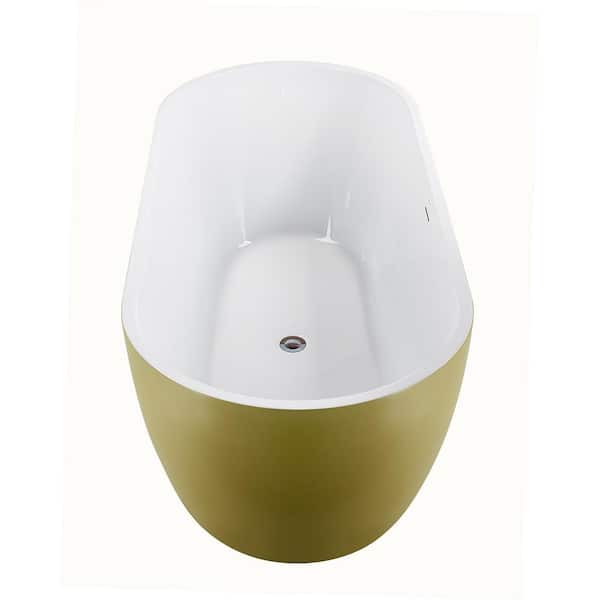 Mokleba 59 in. Acrylic Flatbottom Double Ended Bathtub Oval Contemporary Freestanding Soaking Bathtub in Matte Gold