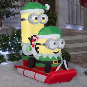 3.5 ft. Tall x 2.4 ft. W Christmas Airblown-Minions on Sled-Scene