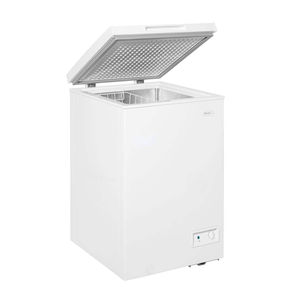 Compact White 3.5 cu ft Chest Freezer with Manual Defrost