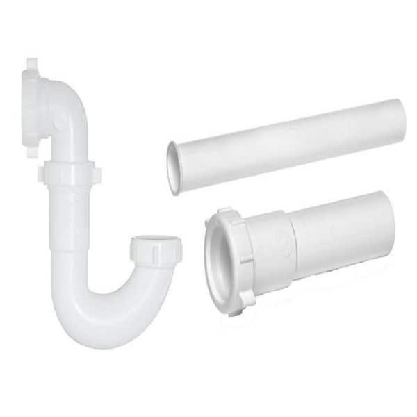 Everbilt 1 2 In White Plastic Sink Drain P Trap Kit With X 12 And 6 Tailpiece Extension S C9792 B The Home Depot - Bathroom Vanity Drain Extension