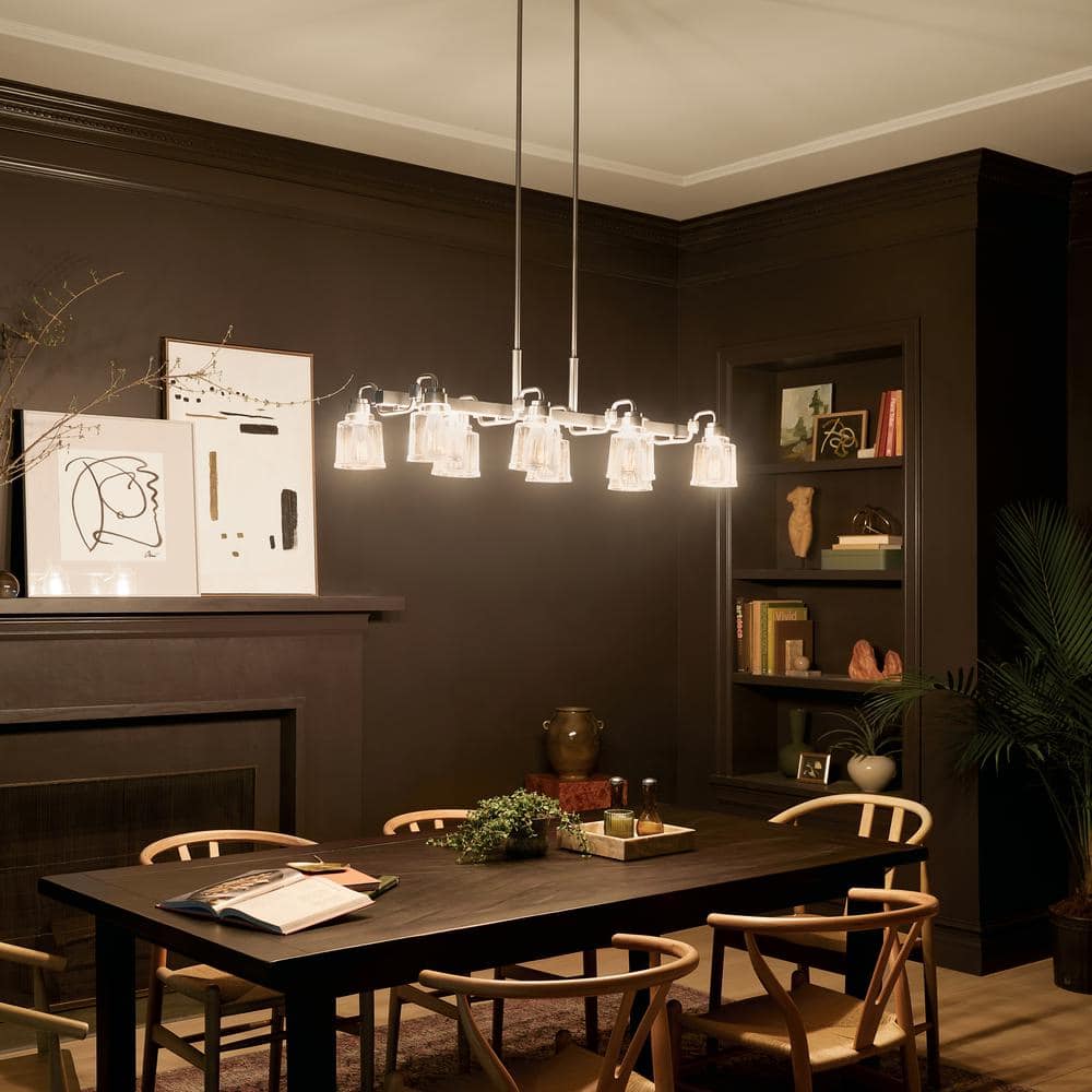 Aivian Nickel Textured 8-Light Industrial Chandelier with Clear Glass