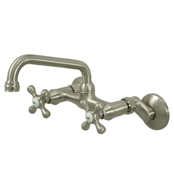 Kingston 2-Handle Wall Mount Standard Kitchen Faucet in Brushed Nickel