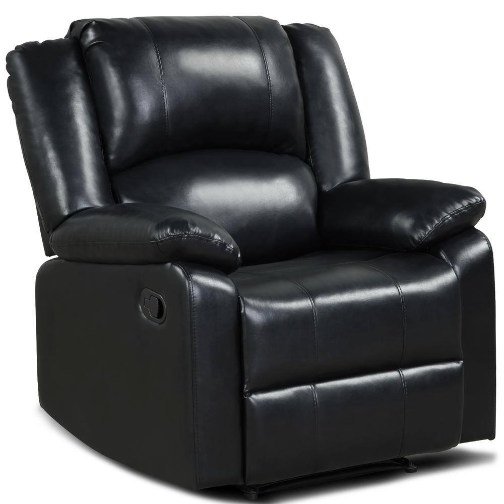 Costway Black Metal Pu Leather Recliner Chair Lounger Single Sofa With Footrest Hv10012gr The
