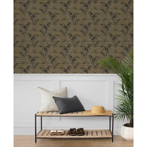 Shadow Palms Noir Vinyl Peel and Stick Wallpaper Roll (Covers 30.75 sq. ft.)