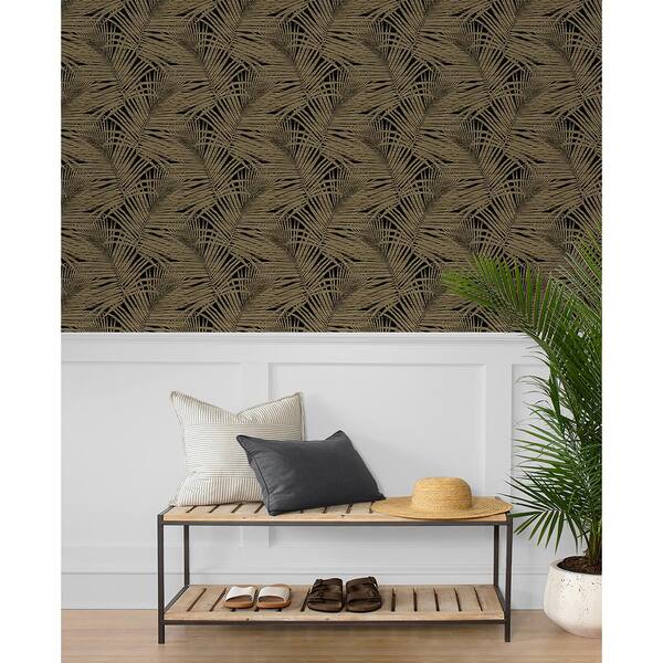 Shadow Palms Noir Vinyl Peel and Stick Wallpaper Roll (Covers 30.75 sq. ft.)