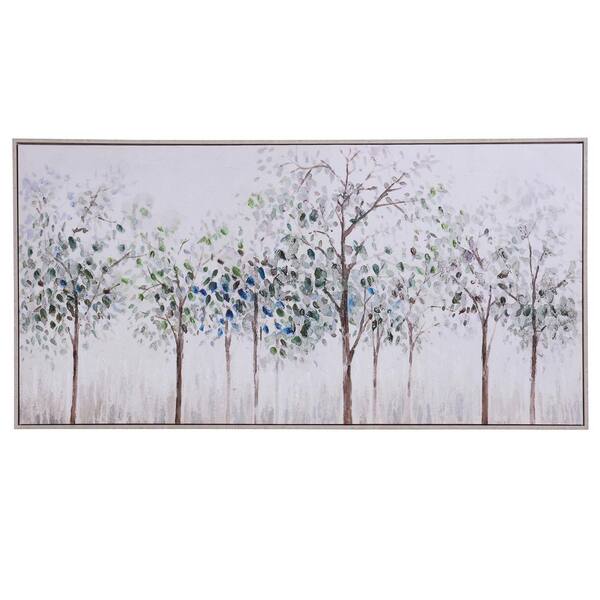 StyleCraft Yuno "Spring Trees" Hand Embellished Framed Nature Wall Art on Canvas 29 in. x 56 in.