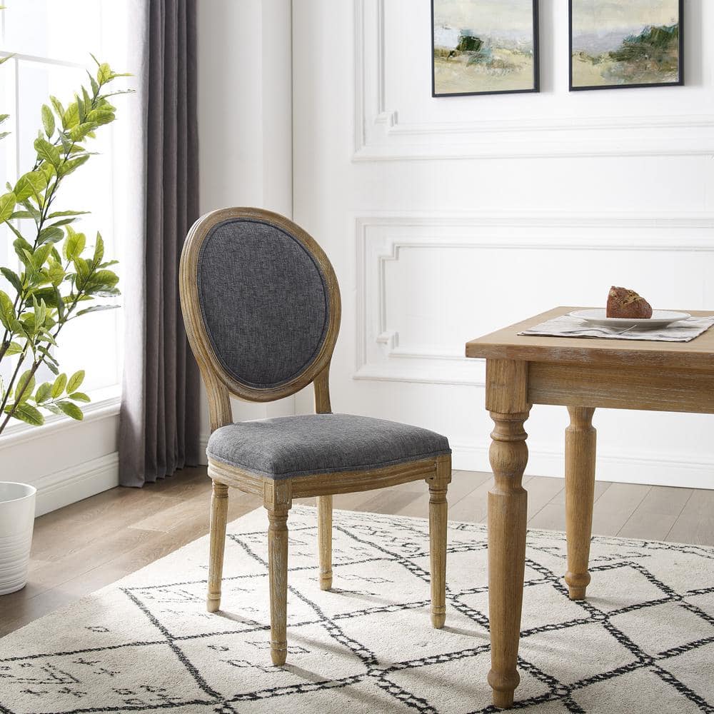 Dark Natural Brown Upholstered Oval Back Side Chair Set