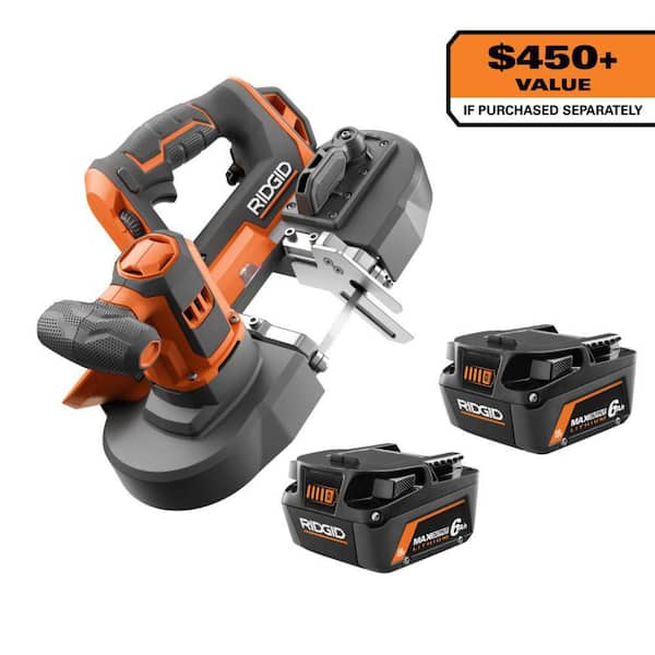 18V 6.0 Ah MAX Output Lithium-Ion Batteries (2-Pack) with 18V Cordless Compact Band Saw