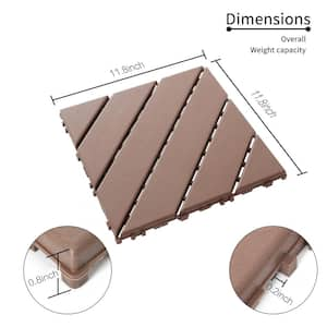 12 in. x 12 in. Brown Square Waterproof Plastic Interlocking Deck Tiles for Poolside Balcony Backyard (Set of 44 Tiles)