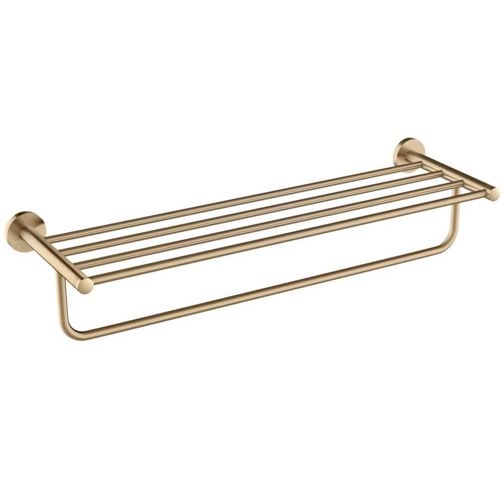 Allied Brass P1000-2TB/22-GAL-ORB 22 inch Gallery Double Glass Shelf with Towel Bar Oil Rubbed Bronze