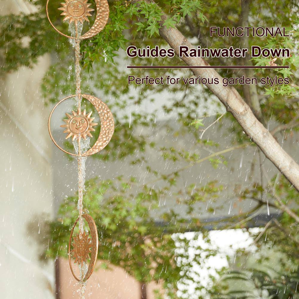 8.5ft Faux Copper Patina Sun and Moon Rain Chain